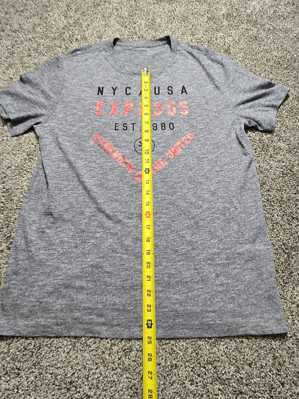 Express Men's Grey Graphic Crew Neck T-Shirt Large